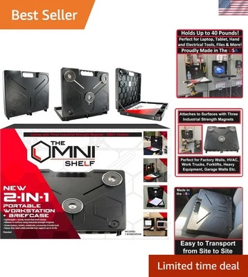 OmniShelf Portable Work Station: 50-lb Capacity Laptop Support with Tool Storage