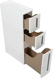 Narrow Storage Cabinet with 3 Drawers, PP, Slim Design, Stable Material, Top Placement for Kitchen Utensils, Cosmetics