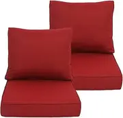 HDZNVF Red Outdoor Deep Seat Cushions 23.5x25 inch Cushions,Fade Resistant, Deep Seat Bottom and Back Cushion for Chair, Sofa and Couch,2 Sets，fit Most Furniture at Home Depot