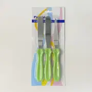 Pastry Cake Decorating 3 Piece Spatula Set Angled Green & Stainless Steel