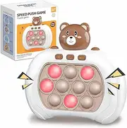 Quick Push Pop Game It Fidget Toys Pro for Kids Adults, Handheld Game Console Puzzle Game Console Machine, Push Bubble Stress Toy, Relief Party Favors, Birthday Gifts for Boys and Girls (Brown Bear)