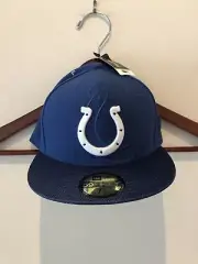 New Era 59Fifty Indianapolis Colts Fitted Size 7 1/2 On Field 2016 Team Hat Blue