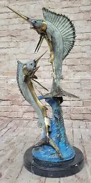 Signed Bronze/Brass Swordfish Fish Sculpture: Limited Edition Marine Artwork Art