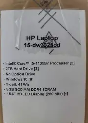15-dw3025od HP Laptop 15.6" HD Intel Core i5-1135G7 8GB RAM 2TB HDD Windows 10
