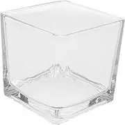 Zerodeko Clear Glass Cube Vase Handmade Square Hydroponic Planter Decorative Table Centerpiece Thickened Design for Floral Arrangements Weddings Parties and Home Decor