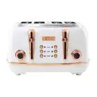 Heritage 1500-Watt 4-Slice Ivory and Copper Wide Slot Retro Toaster with Removab