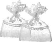 [Minkissy] 2Pcs Transparent Organza Drawstring Jewelry Bags Stylish Mesh Pouches for Jewelry Storage Party Favors Wedding Lightweight and Portable Packing Pouch