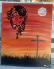 Acrylic Hand Painted Of Jesus Cross On Canvas 16x20 by myself Craig