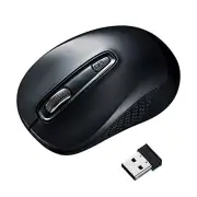 Sanwa Supply Mouse Wireless Blue LED 3 Button Symmetrical Medium Black