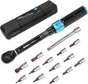 [Shall] 15-Piece 1/4" Torque Wrench Set, (2-25Nm) Dual Direction Adjustable 72 Tooth for Bike and Motorcycle Maintenance,with Extension Pole and Storage Box