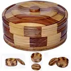 Handmade Wooden Chapati Box with Lid – Sheesham Wood Roti Storage & Server (9")