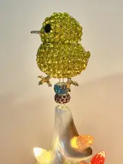 Ceramic Christmas Tree Topper Easter Chick Yellow With Crystals Spring