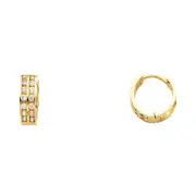 Ioka - 14K Gold 4mm Thickness CZ Stone Huggies Hinged Earrings