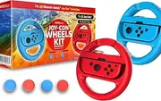 Maxx Tech Joy-Con Wheels and Grips Kit for Nintendo Switch 2&1, Mario Kart World, Mario Kart 8 Deluxe, Nintendo Switch 2 & 1 compatible
