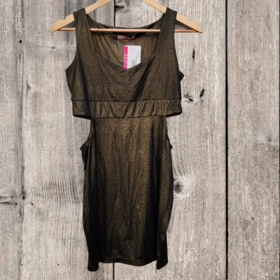 Supre Linen Cut Out Dress Gold Size M