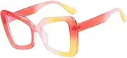 HDUBFY Oversized Frame Gradient Women Irregular Glasses Women's Flat Light Glasses