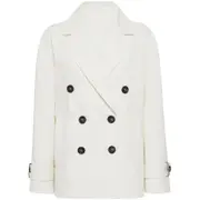 [Brunello Cucinelli] Brunello Cucinelli Monili Bead-embellished Peacoat 38 IT WHITE