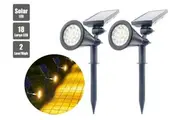 2pk Ultra 18 LED Solar Light Outdoor Garden Light Solar Lawn Light 2-in-1 Pathway Wall Light Adjustable Panel Waterproof