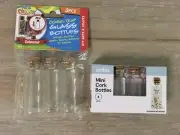 Mini Glass and Plastic Bottles with Cork Tops - Craft Storage - NEW and UNUSED