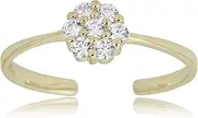 [AVORA] 10K Yellow Gold Adjustable Flower Cluster Toe Ring with Simulated Diamond CZ