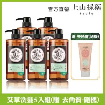 【tsaio上山採藥】艾草洗髮露600ml(5入)+贈去角質乳*1