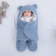 AUS Glide Baby Swaddle Blanket I Bear Plush Multifunction Receiving Blankets Soft Swaddles I Sleeping Wrap Swaddle I Ideal for Infants Girls Boys Newborn Registry and Toddler Accessories (Blue)
