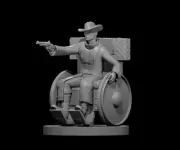 Human Male Gunslinger Wheelchair 28mm Scale DND D&D Tabletop Miniature