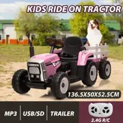 Kids Farm Tractor Electric Ride On Toys 2.4G R/C Remote Control Cars w/ Trailer Pink