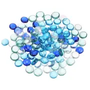 110pcs Fire Glass Beads for Fire Pit, Flat Marble Beads (2/3"-3/4") Multicolor