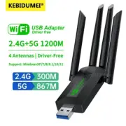 1200Mbps USB 3.0 Wireless WiFi Receiver Bluetooth Adapter 5GHz Dual Band Dongle