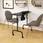 CostwayFolding Manicure Nail Table with Electric Dust Collector and LED Lamp-Black