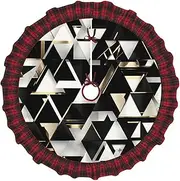 [VPPUR] Fashion Modern Black White Gold Triangle Print Xmas Tree Skirt Santa Xmas Decor Holiday Party 48''36''30''Christmas Tree Skirt
