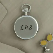Scripted Monogram Silver Skeleton Faced Pocket Watch