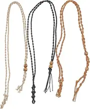 DOITOOL 3Pcs Crystal Holder Rope Necklace Vintage Style Stone Pendant Display with Durable Cord for Fashionable Jewelry Presentation