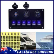12V 6 GANG Switch Panel USB Charger ON-OFF Toggle LED Rocker for Car Boat Marine (for: Daihatsu)