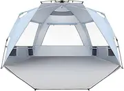 Easthills Outdoors Instant Shader Enhanced Deluxe XL Easy Up 4 Person Beach Tent Sun Shelter UPF 50+ Double Silver Coating with Extended Zippered Porch