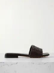 [Bottega Veneta] Bottega Veneta - Riva Intrecciato Leather Slides - Brown - EU 39 EU 39 Brown