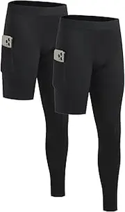 [Towintec] Men’s One Leg Compression Pants Full Length Tight Basketball 1/2 Single Leg Long Pant Base Layer Leggings Underwear