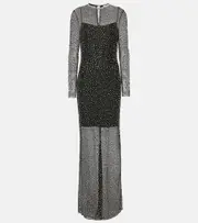 [Rebecca Vallance] Rebecca Vallance Cecile crystal-embellished gown UK 10 black