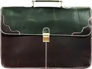 [The Tannery] Handmade Full Grain Leather Briefcase Laptop Satchel Office Crossbody Bag for Unisex Unique Vintage Design