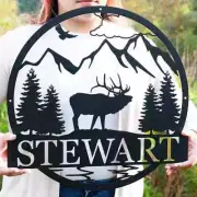 Wall Art Home Decor Metal Acrylic 3D Silhouette Poster USA Elk Monogram