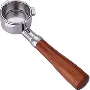 [Joytata] 54mm Bottomless Portafilter Fits Breville Barista Espresso Machine Stainless Steel Naked Portafilter Along with Double Shot Filter Basket Coffee Bottomless Handle-Wooden