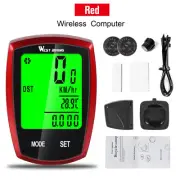 WEST BIKING Wireless Bike Computer Waterproof Backlight Bicycle Speedometer Red