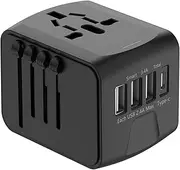 Travel Phone Charger,International Charger Phone Charger - Type C Adapter Portable Charger, USB Charger Fast Charging with 4 Outlets for US EU UK AUS