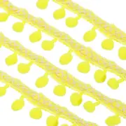 Embroidered Trim Ribbon, 20 Yards Pompoms Trim Fringe for Crafts, Yellow