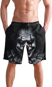 [XYMZR] Men's Swim Trunks Clown Closeup Black Quick-Dry Bathing Suit Swimming Board Shorts S