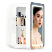 Advwin Mini Fridge for Bedroom, Skincare Makeup Fridge With LED Mirror, 6L Car Fridge for Cosmetics, SkinCare, Food, Portable Sm