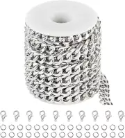 5 Meters Silver Plated Aluminum Jewelry Making Chains Curb Cuban Chain for Jewel