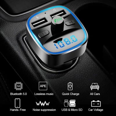 FM Transmitter Wireless Bluetooth Car Kit Radio Adapter USB Charger Call NJ