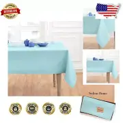 100% Pure Linen Aqua Blue Tablecloth 60 x 120 Inch for Weddings & Celebrations